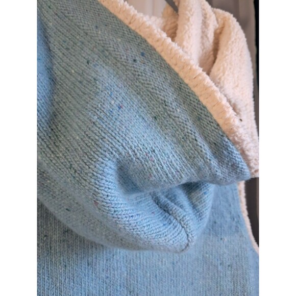 LL Bean Vest Womens Large Blue Sherpa Lined Lambswool Blend Button Hoodie - Picture 8 of 11